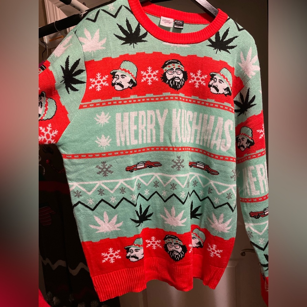 Merry Kushmas Cheech & Chong Ugly Christmas Sweater , 420